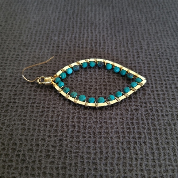 Blue💙-Green💚 Turquoise Teardrop💦 Earrings - Picture 11 of 13